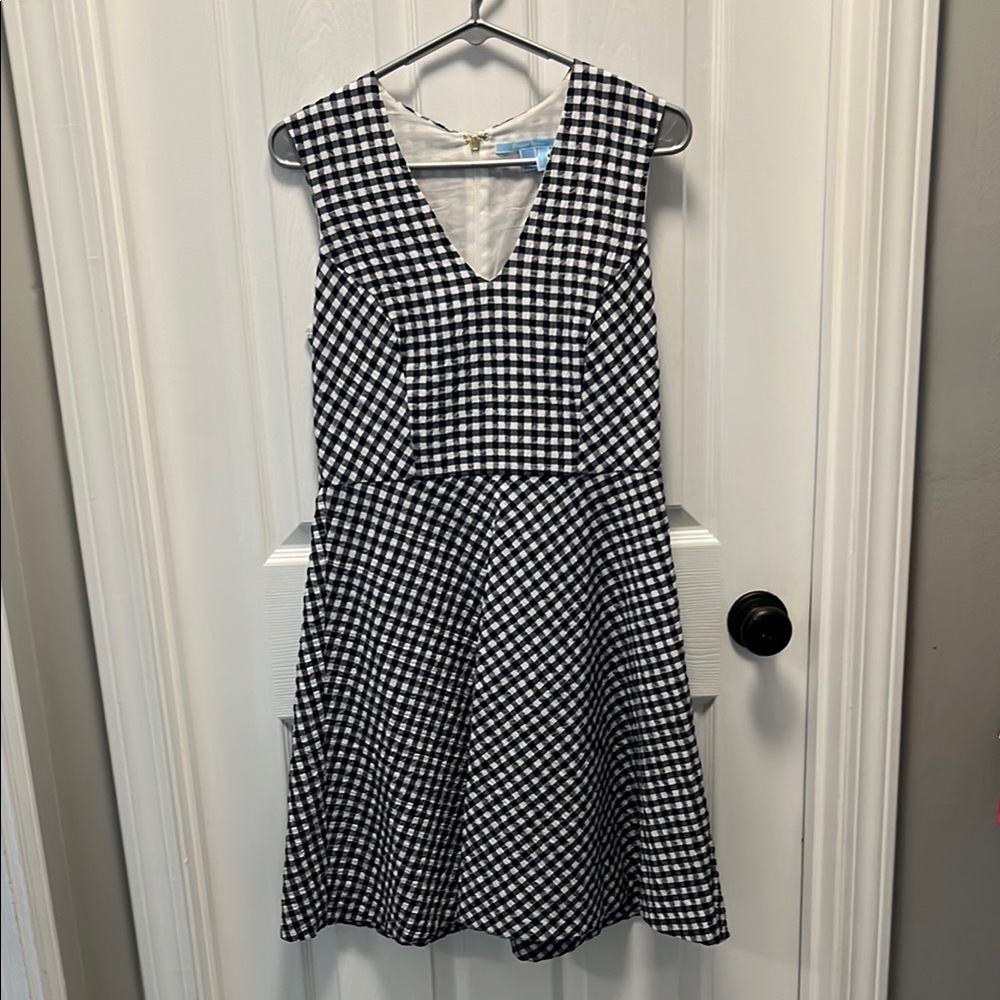 Draper James navy and white gingham dress